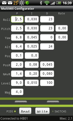 Android MultiWii Configuration