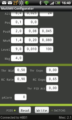 Android MultiWii Configuration