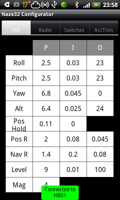 Naze32/Multiwii Configurator